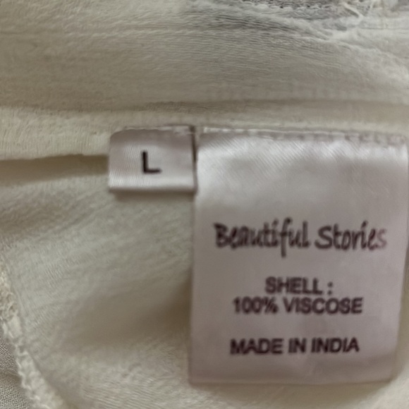 Beautiful Stories cream sheer long sleeved blouse with sequined triangles. Large - Picture 9 of 9